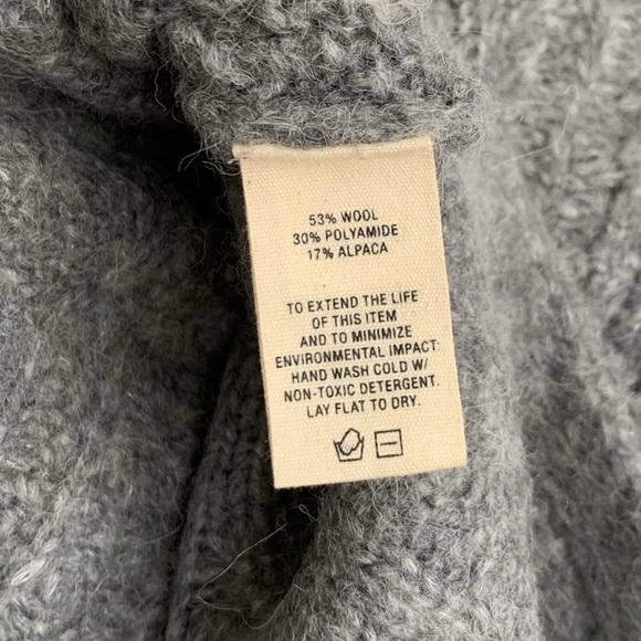 Alex Mill Cable Knit Sweater XS Grey Wool Alpaca Blend Chunky Knit - Picture 14 of 16